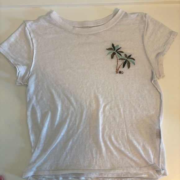 We The Free By Free People Women’s Embroidered Palm Tree Beachy Tee Shirt XS - Picture 2 of 8